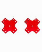 Красные пэстисы-кресты из экокожи с клепками - фото, цены