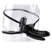 Чёрный страпон Double Penetrator Vibrating Hollow Strap-On - фото, цены