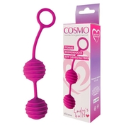 Ярко-розовые вагинальные шарики с ребрышками Cosmo - фото, цены
