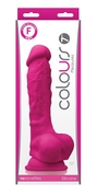 Розовый реалистичный фаллоимитатор с мошонкой Colours Pleasures 7 Dildo - 17,8 см. - фото, цены