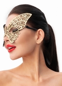 Золотистая женская карнавальная маска в форме бабочки - фото, цены