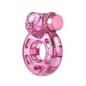 Розовое эрекционное кольцо с вибрацией Pink Bear - фото, цены