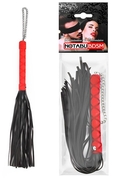 Черная многохвостая плеть-флоггер с красной ручкой - 40 см. - фото, цены