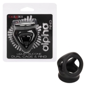 Черное тройное эрекционное кольцо Alpha Liquid Silicone Dual Cage Ring - фото, цены