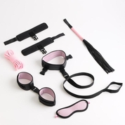 Черно-розовый эротический набор из 7 предметов - фото, цены