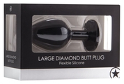 Черная анальная пробка с прозрачным кристаллом Diamond Butt Plug - 8 см. - фото, цены