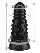 Черная анальная втулка с шипиками - 18 см. - фото, цены