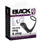 Черное эрекционное кольцо с анальной вибропробкой Vibrating Ring Plug - фото, цены