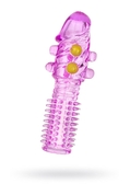 Гелевая фиолетовая насадка с шариками и шипами - 14 см. - фото, цены
