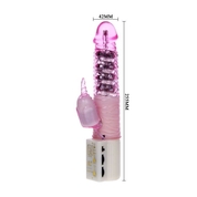 Розовый вибратор хай-тек с бусинками - 25,5 см. - фото, цены