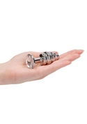 Серебристая анальная пробка с прозрачным кристаллом Ribbed Diamond Plug - 7,3 см. - фото, цены