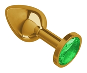 Золотистая анальная втулка с зеленым кристаллом - 7 см. - фото, цены