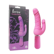Розовый вибратор Levina Double Penis - 21,5 см. - фото, цены