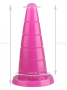 Розовый рельефный анальный конус - 18,7 см. - фото, цены