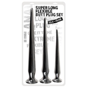 Набор из 3 длинных анальных пробок Super Long Flexible Butt Plug Set - фото, цены