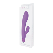 Фиолетовый вибратор с клиторальным пальчиком Tiny Rabbit Silicone - 15 см. - фото, цены