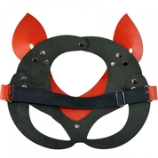 Красно-черная кожаная маска «Кошечка» - фото, цены