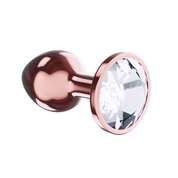 Пробка цвета розового золота с прозрачным кристаллом Diamond Moonstone Shine L - 8,3 см. - фото, цены