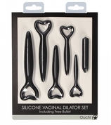 Набор черных вагинальных расширителей с вибропулей Silicone Vaginal Dilator Set - фото, цены