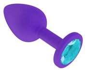 Фиолетовая силиконовая пробка с голубым кристаллом - 7,3 см. - фото, цены