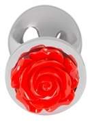 Серебристая втулка с красной розочкой в основании - 9 см. - фото, цены