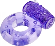 Фиолетовое эрекционное кольцо с вибрацией Ring Elastic Heart - фото, цены