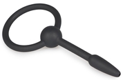 Черный уретральный расширитель Small Silicone Penis Plug With Pull Ring - 10,5 см. - фото, цены