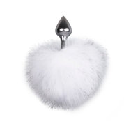 Серебристая анальная пробка с белым хвостиком Bunny Tail Plug - фото, цены