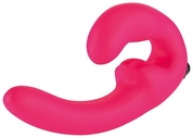 Ярко-розовый безремневой страпон с вибрацией Sharevibe - фото, цены