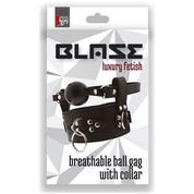 Черный кляп-шар с отверстиями и ошейником Breathable Ball Gag With Collar - фото, цены