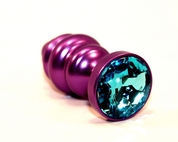 Фиолетовая рифленая пробка с голубым кристаллом - 7,3 см. - фото, цены