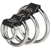Хомут на пенис из трех металлических колец и кольца для привязи 3 Ring Gates Of Hell - фото, цены