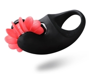 Черное эрекционное кольцо Kiss с движущимися лепестками - фото, цены