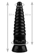 Черная рельефная коническая анальная втулка - 22,5 см. - фото, цены
