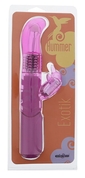 Розовый вибратор с загнутой вращающейся головкой и клиторальным стимулятором Exotik Hummer - 23 см. - фото, цены