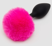 Черная анальная пробка с розовым хвостом Medium Bunny Tail Butt Plug - фото, цены