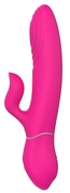 Ярко-розовый вибромассажер с клиторальным отростком Duo Thruster - 14 см. - фото, цены