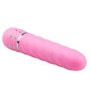 Розовый мини-вибратор Diamond Twisted Vibrator - 11,4 см. - фото, цены