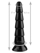 Черный анальный рельефный стимулятор - 27 см. - фото, цены