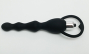 Черный силиконовый анальный вибростимулятор с ограничителем - 17,5 см. - фото, цены