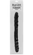 Двойной чёрный фаллоимитатор Basix - 38,5 см. - фото, цены