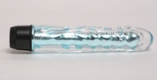 Прозрачно-голубой вибратор с пупырышками - 17,5 см. - фото, цены