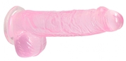 Розовый фаллоимитатор Realrock Crystal Clear 9 inch - 25 см. - фото, цены