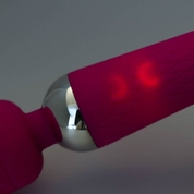 Ярко-розовый жезловый вибромассажер с рифленой ручкой - 20 см. - фото, цены