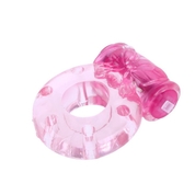 Розовое эрекционное кольцо с бабочкой на вибропуле - фото, цены
