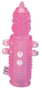Розовая эластичная насадка на пенис с жемчужинами, точками и шипами Pearl Stimulator - 11,5 см. - фото, цены