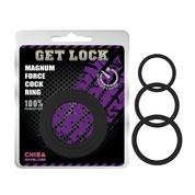 Набор из 3 черных эрекционных колец Magnum Force Cock Ring - фото, цены