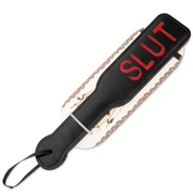 Черная шлёпалка с надписью Slut - 31,5 см. - фото, цены