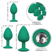 Набор из трёх зеленых анальных пробок с кристаллом Cheeky Gems - фото, цены
