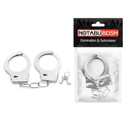 Серебристые металлические наручники на сцепке с фигурными ключиками - фото, цены